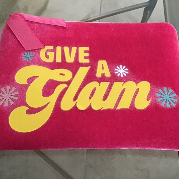 Benefit Zippered Pink/Yellow 'GIVE A GLAM' Cosmetics Bag. Recycled mater… - Picture 2 of 7